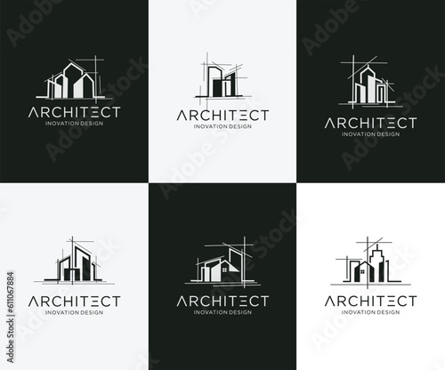 Collection Set of architecture logo with building construction concept
