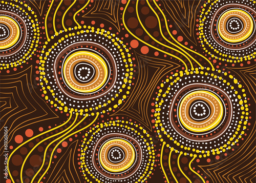 A vector painting decorated with Aboriginal dot art design