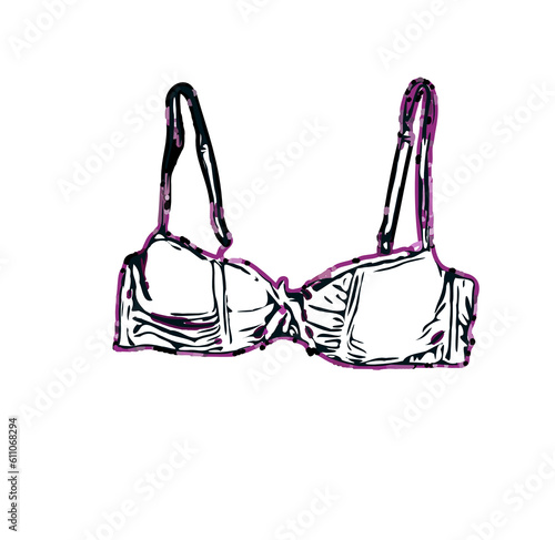 bra/breast cover color sketch with transparent background