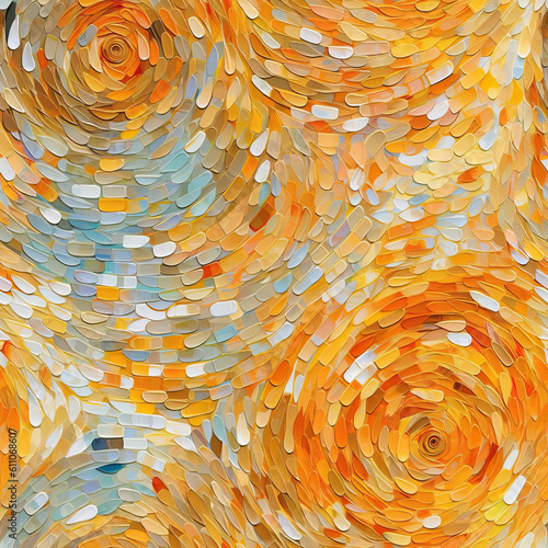 Fantasy colorful spiral dreamy mosaic vortex seamless repeat pattern [Generative AI] 