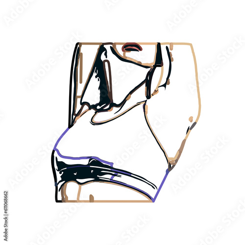 bra/breast cover color sketch with transparent background