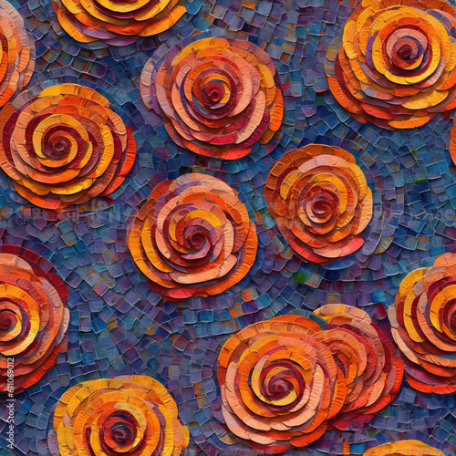 Fantasy colorful spiral dreamy mosaic vortex seamless repeat pattern [Generative AI] 