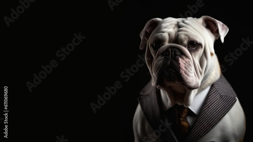 english bulldog in suit portrait  Generative AI