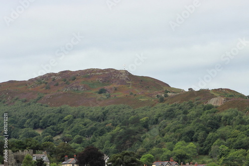 A view of a hillside looking over Conwy in wales
