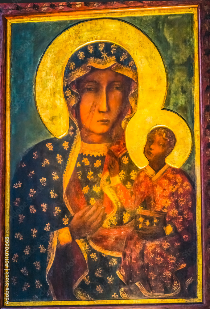 Obraz premium Copy Black Madonna Virgin Mary Icon Jasna Gora Poland