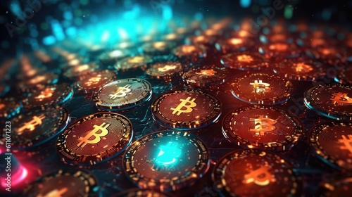 Bitcoin Hologram blockchain crypto currency digital © YamunaART