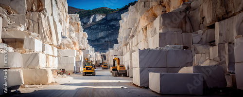 View of a huge open-air marble quarry. Generative AI