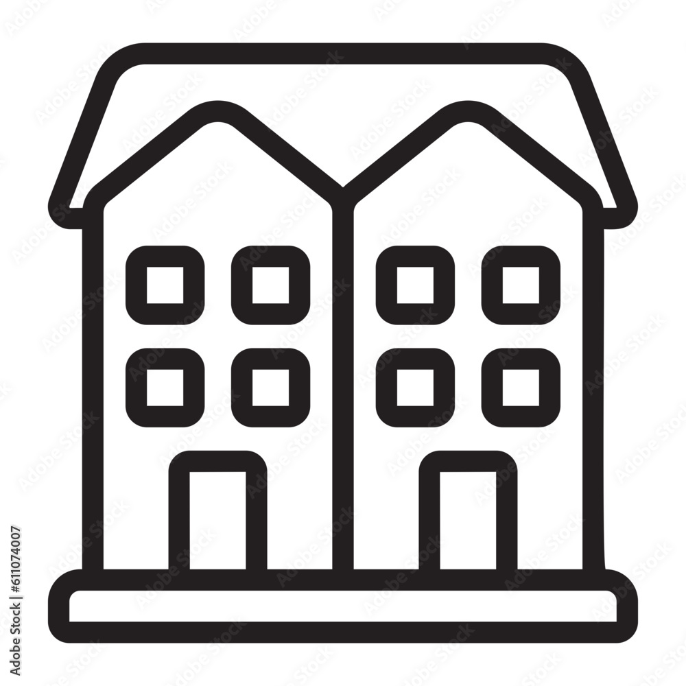 semi detached line icon semi detached line icon
