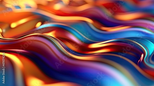 A colorful abstract background with holographic wavy lines. Created with Generative Ai Technology