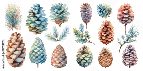 watercolor pinecone clipart for graphic resources