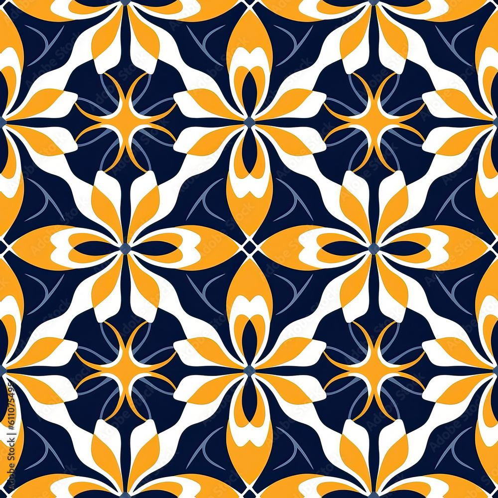 Colorful tile geometric seamless repeat pattern [Generative AI]
