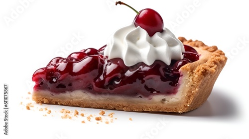 summer time cherry pie isolated on a white background with copy space