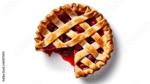 summer time cherry pie isolated on a white background with copy space