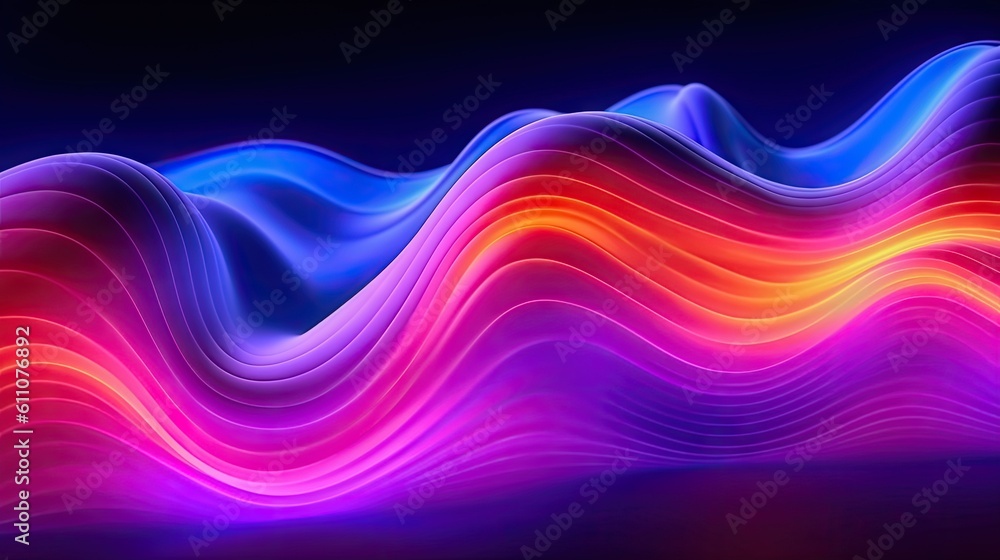 Obraz premium Abstract background of glowing neon wavy lines on the black background. Created with Generative Ai Technology