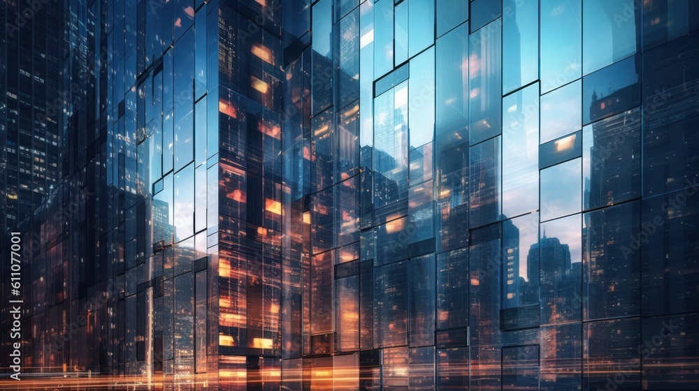 Modern cityscape with skyscrapers, 3d rendering toned image, generative Ai Modern cityscape with skyscrapers, 3d rendering toned image, generative Ai