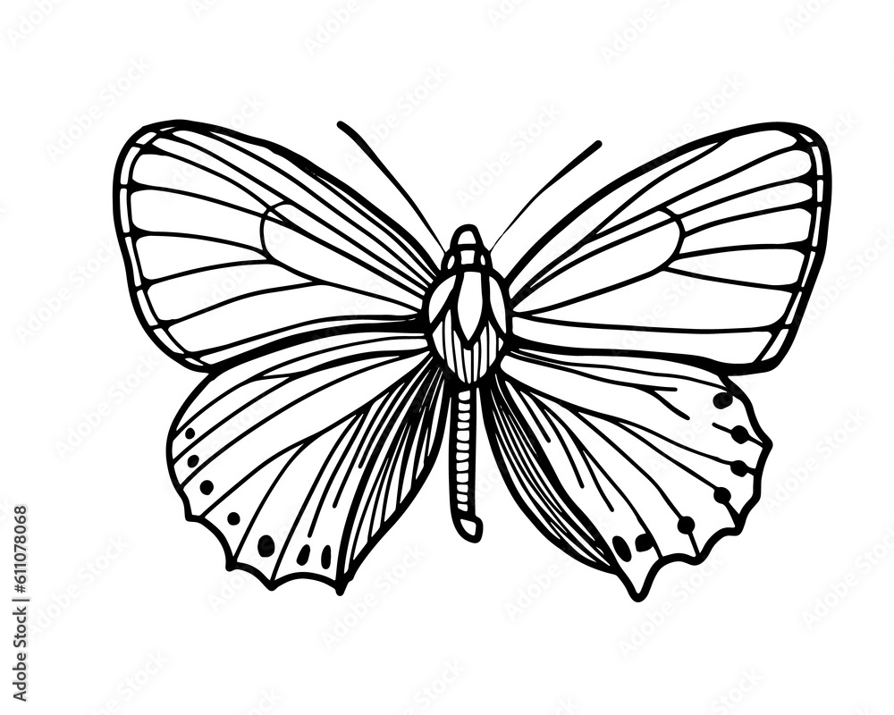 Butterfly sketch cartoon black simple Outline vector illustration Butterfly sketch cartoon black simple Outline vector illustration