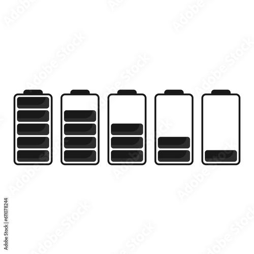 Battery Indicator Set From Low To Full In Black Color

