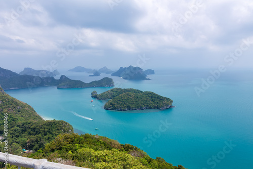 tropical paradise,Bird eye view of Angthong national marine park, koh Samui, Suratthani, Thailand.