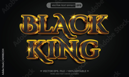 Black king 3d style editable golden text effect