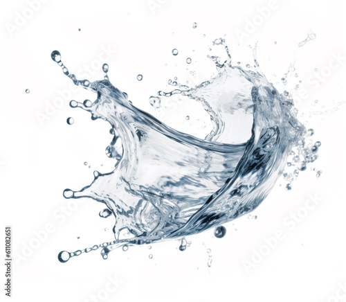 water splash free in the air on white background. Generative A.I.