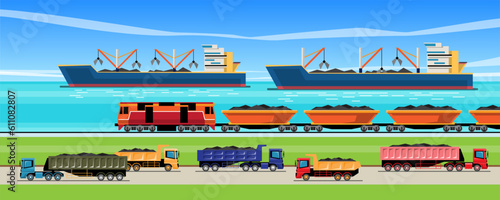 VECTOR EPS10 - mineral transport vehicle logistic.