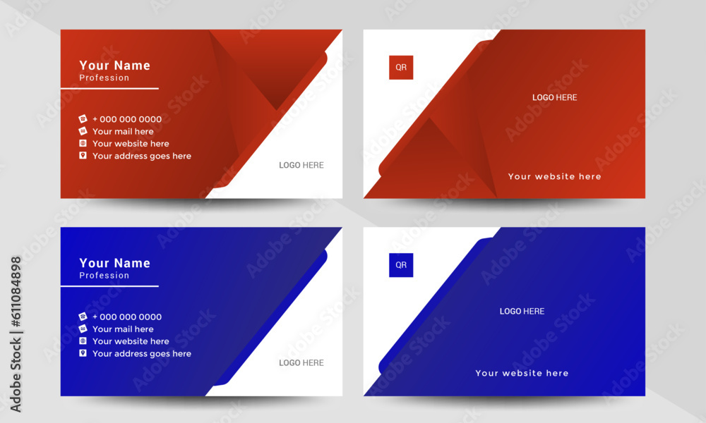 Professional modern double sided business card design template. Flat range business card animation Professional modern double sided business card design template. Flat range business card animation