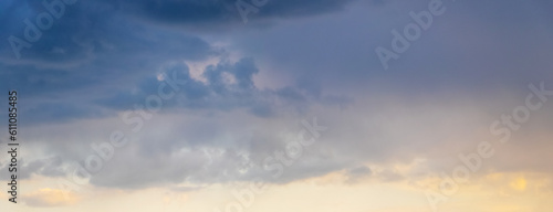 Dark sky with blue clouds at sunset