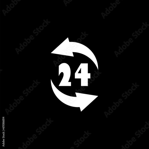 Call center 24 isolated on black background 
