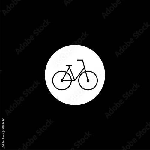 Bicycle sign outline vector icon isolated on black background