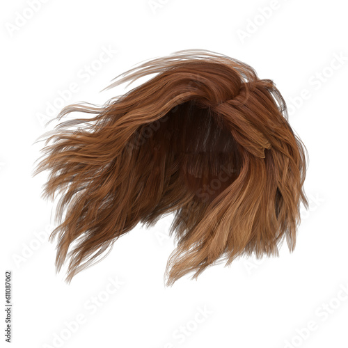 3d rendering short asymmetric red ginger hair isolated 