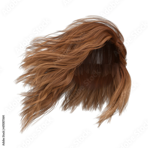 3d rendering short asymmetric red ginger hair isolated 