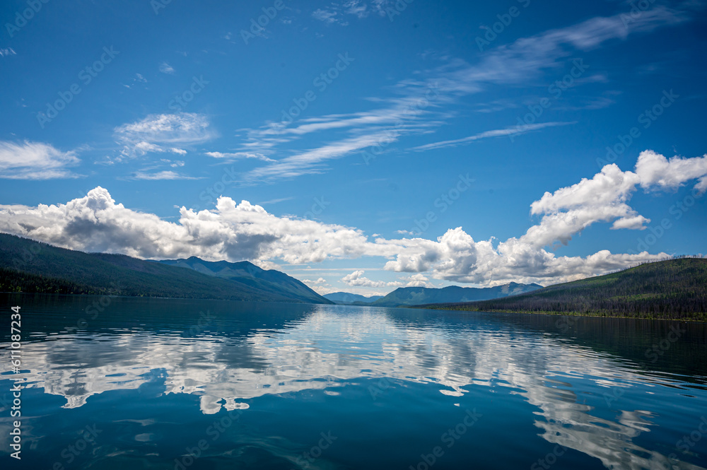 View of Lake McDonald Glacier National Park from a Boat