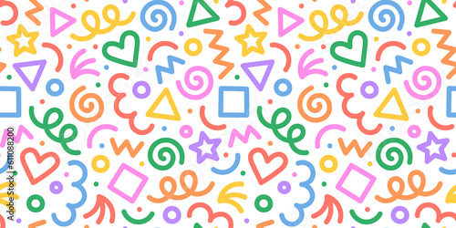 Foto Fun colorful line doodle seamless pattern