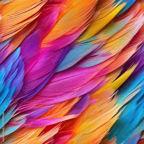 Rainbow feathers colorful seamless repeat pattern  Generative AI  