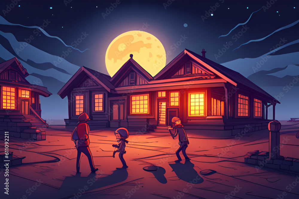 Obraz premium Full Moon night scene