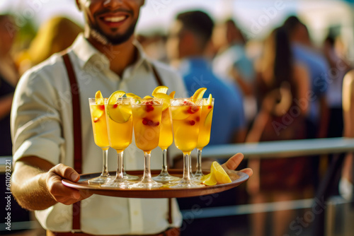 The bartender with delicious summer cocktails  generative ai