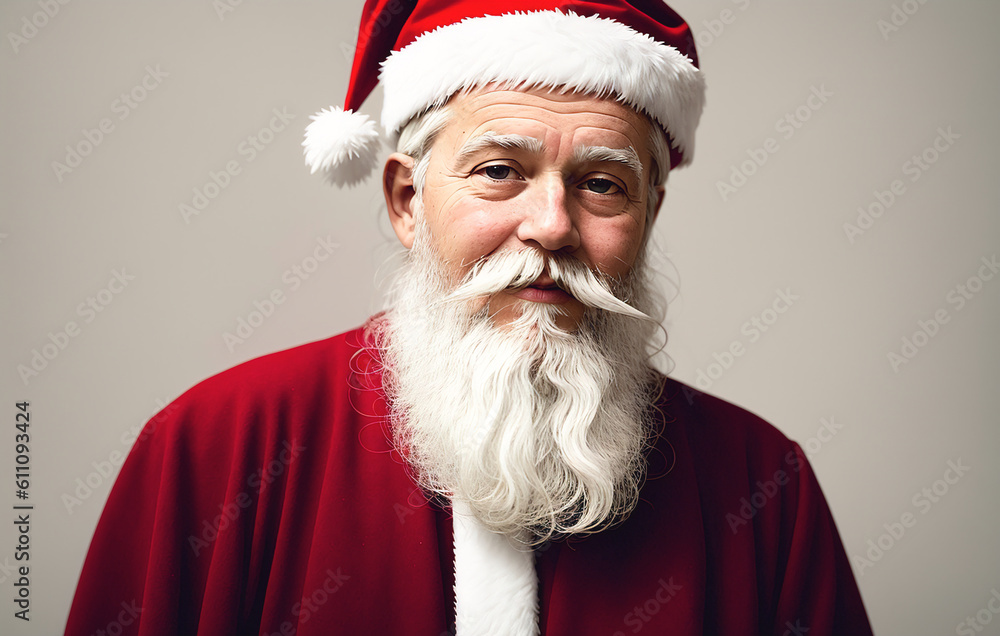 Naklejka premium Santa Claus poses on a white background. Generative AI.