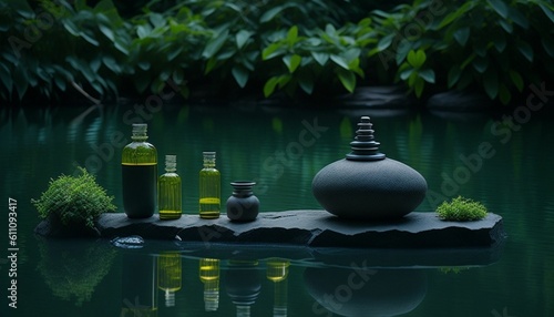 Aromatherapy essential oil bottles  generative ai