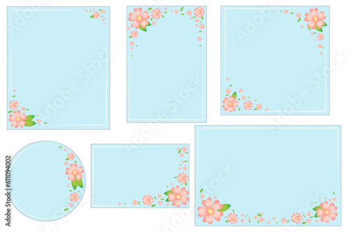 set de ilustraciones vectoriales con tematica de flores rosas, para invitaciones cartas o postales