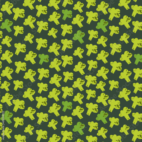 Seamless pattern with green broccoli isolated on green background. Vector illustration
