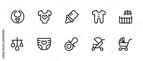 Baby care icon, vector set design with Editable Stroke. Line, Solid, Flat Line, thin style and Suitable for Web Page, Mobile App, UI, UX design