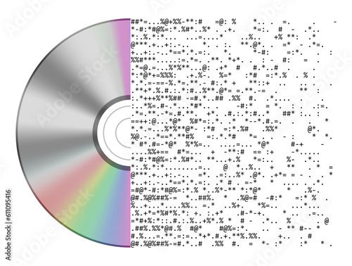 Cd or dvd, abstract storage medium and source code, transparent background