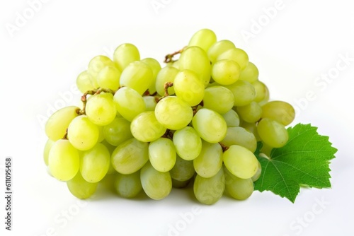 Appetizing tasty white table grapes. The concept of proper nutrition and vitamins in the crop. AI generated