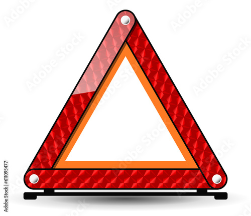 Illustration warning triangle reflector, transparent background