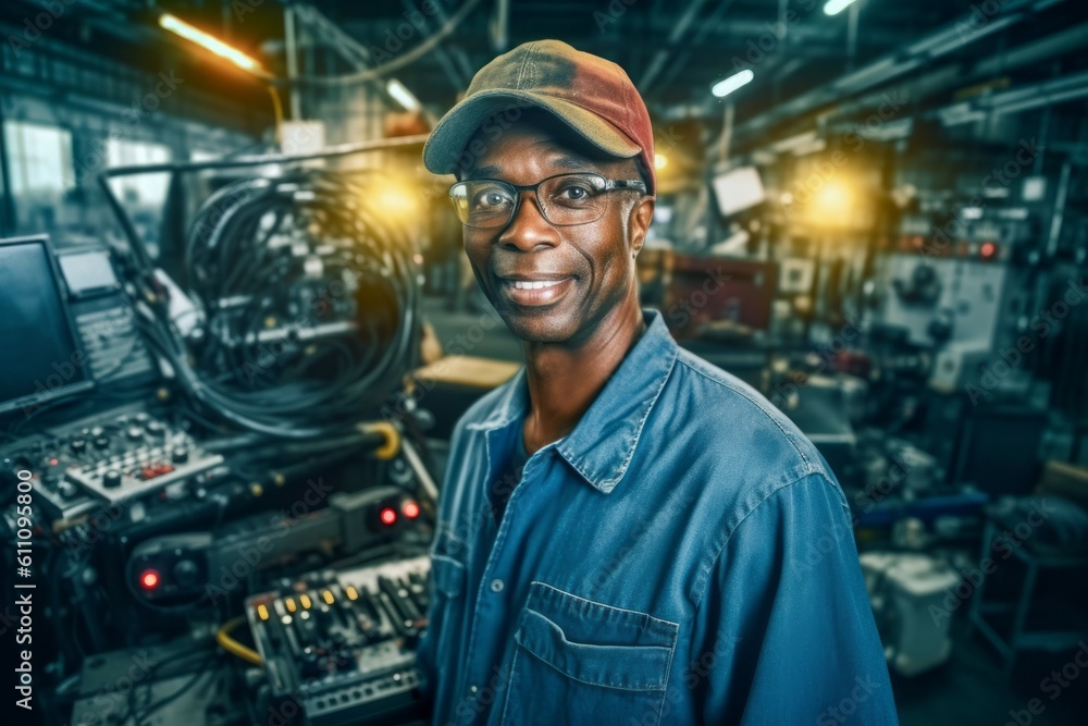 Concert equipment technician. Professional worker. AI generated Concert equipment technician. Professional worker. AI generated