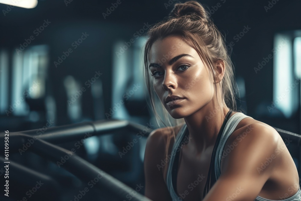 Woman exercising in a fitness club. The concept of a healthy lifestyle. AI generated, human enhanced Woman exercising in a fitness club. The concept of a healthy lifestyle. AI generated, human enhanced