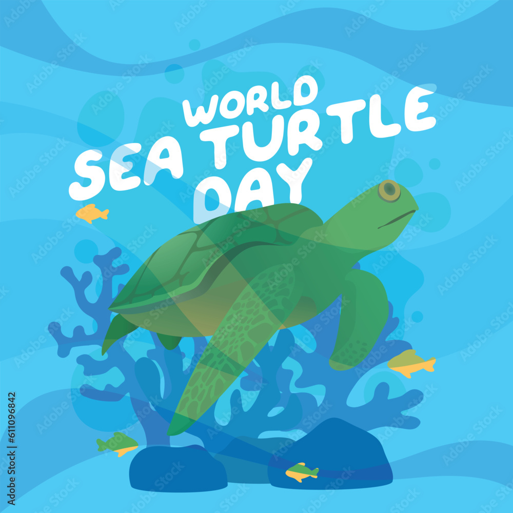 world sea turtle day design template for celebration. sea turtle ...