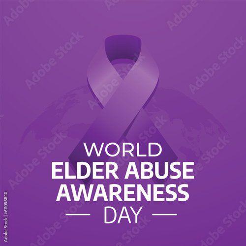world elder abuse awareness day design template for celebration. elder abuse awareness ribbon. purple ribbon.