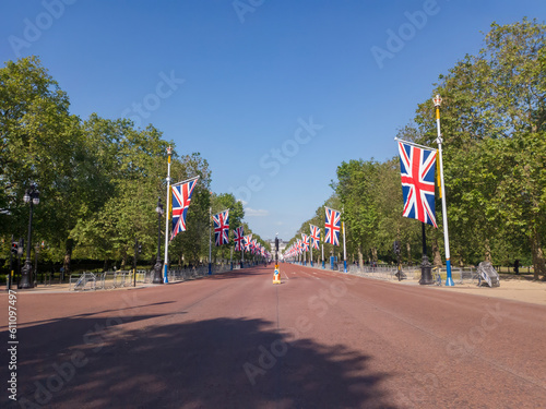 Union flags on display along The Mall in London, UK photo