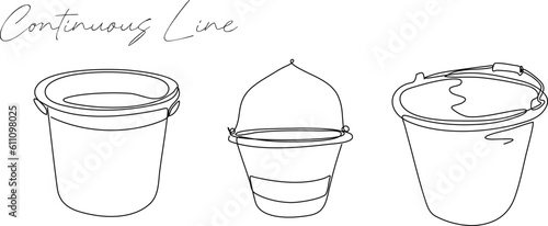 Bucket continuous line drawing bundle set